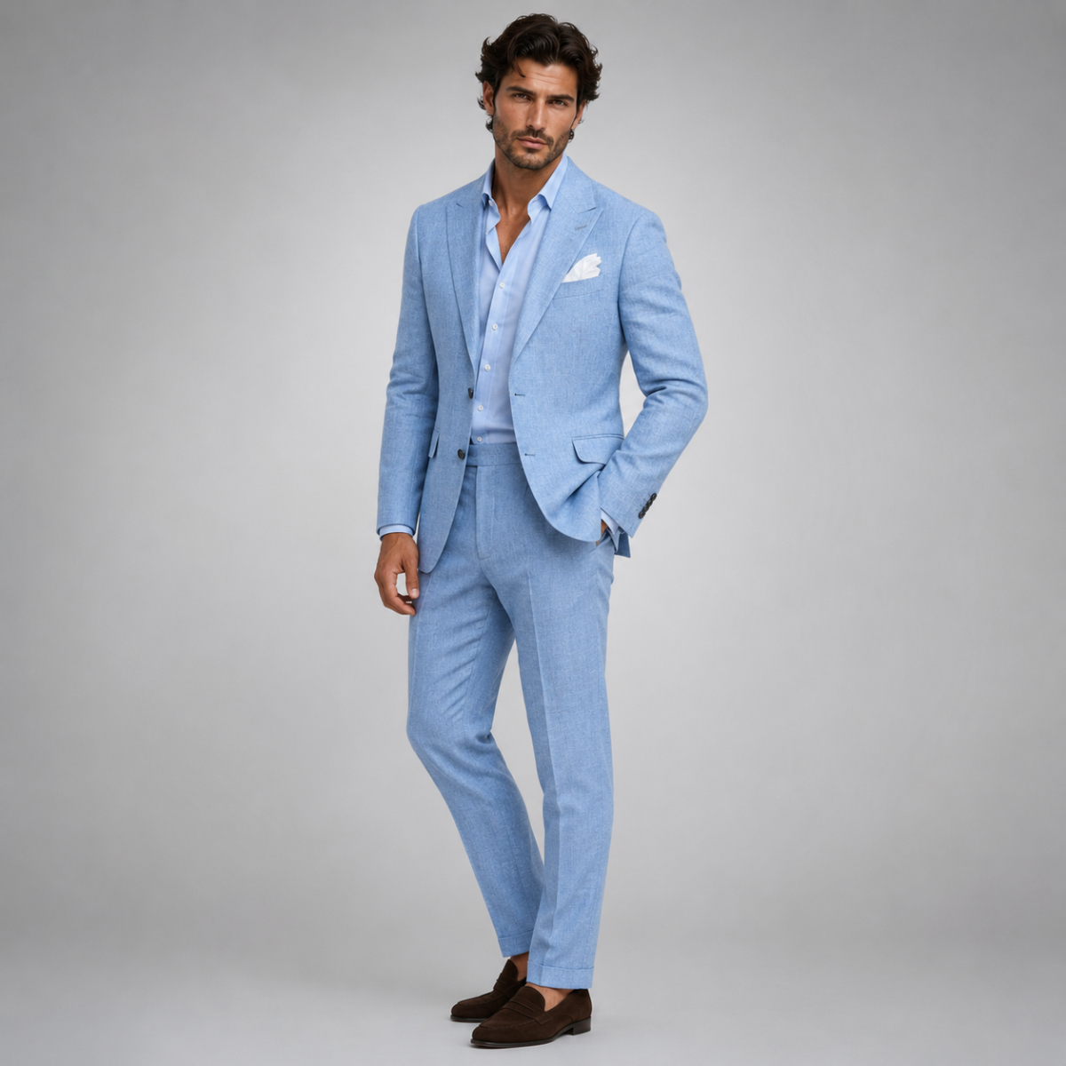 Traje de Lino de Dos Piezas para Hombre-Sets for Men-Casaluzia