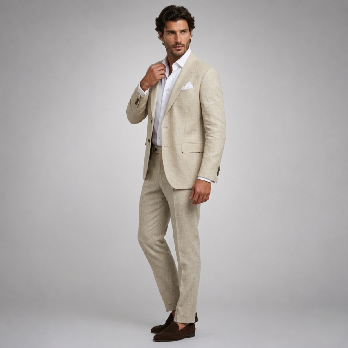 Traje de Lino de Dos Piezas para Hombre-Sets for Men-Casaluzia