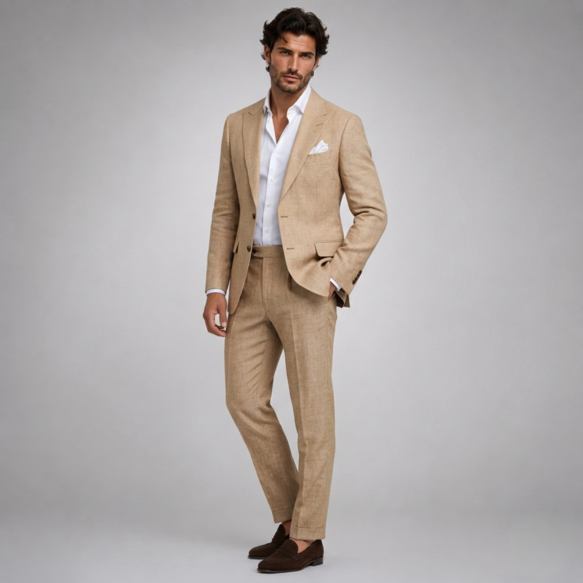 Traje de Lino de Dos Piezas para Hombre-Sets for Men-Casaluzia