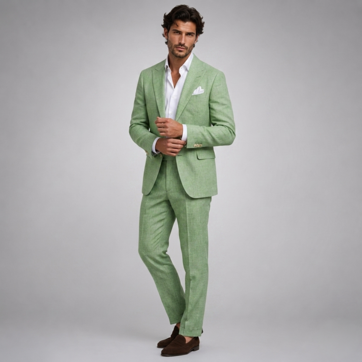 Traje de Lino de Dos Piezas para Hombre-Sets for Men-Casaluzia