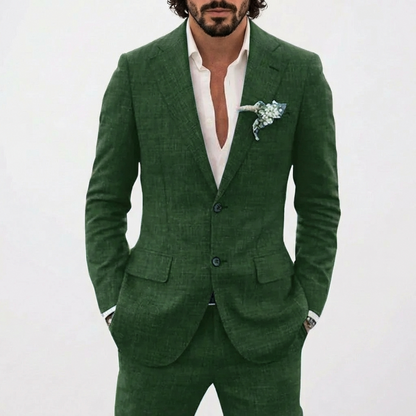 Traje de lino para hombre con solapas de muesca-Suits for men-Casaluzia