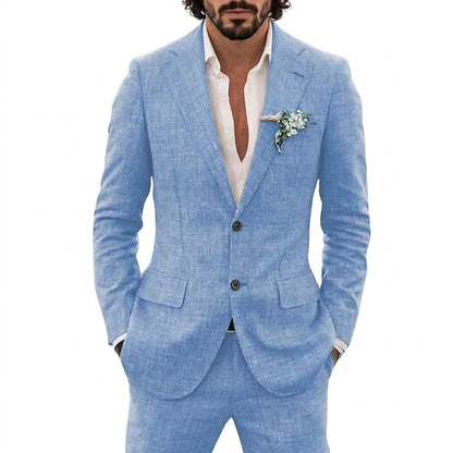 Traje de lino para hombre con solapas de muesca-Suits for men-Casaluzia