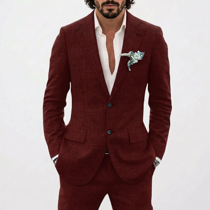Traje de lino para hombre con solapas de muesca-Suits for men-Casaluzia