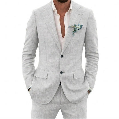Traje de lino para hombre con solapas de muesca-Suits for men-Casaluzia