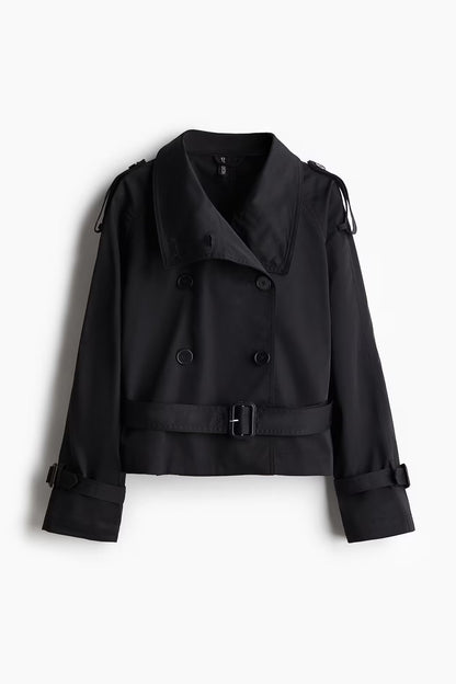Trenchcoat corto para mujer con cinturón y botones-Jacket for women-Casaluzia
