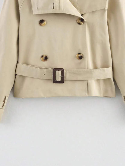 Trenchcoat corto para mujer con cinturón y botones-Jacket for women-Casaluzia
