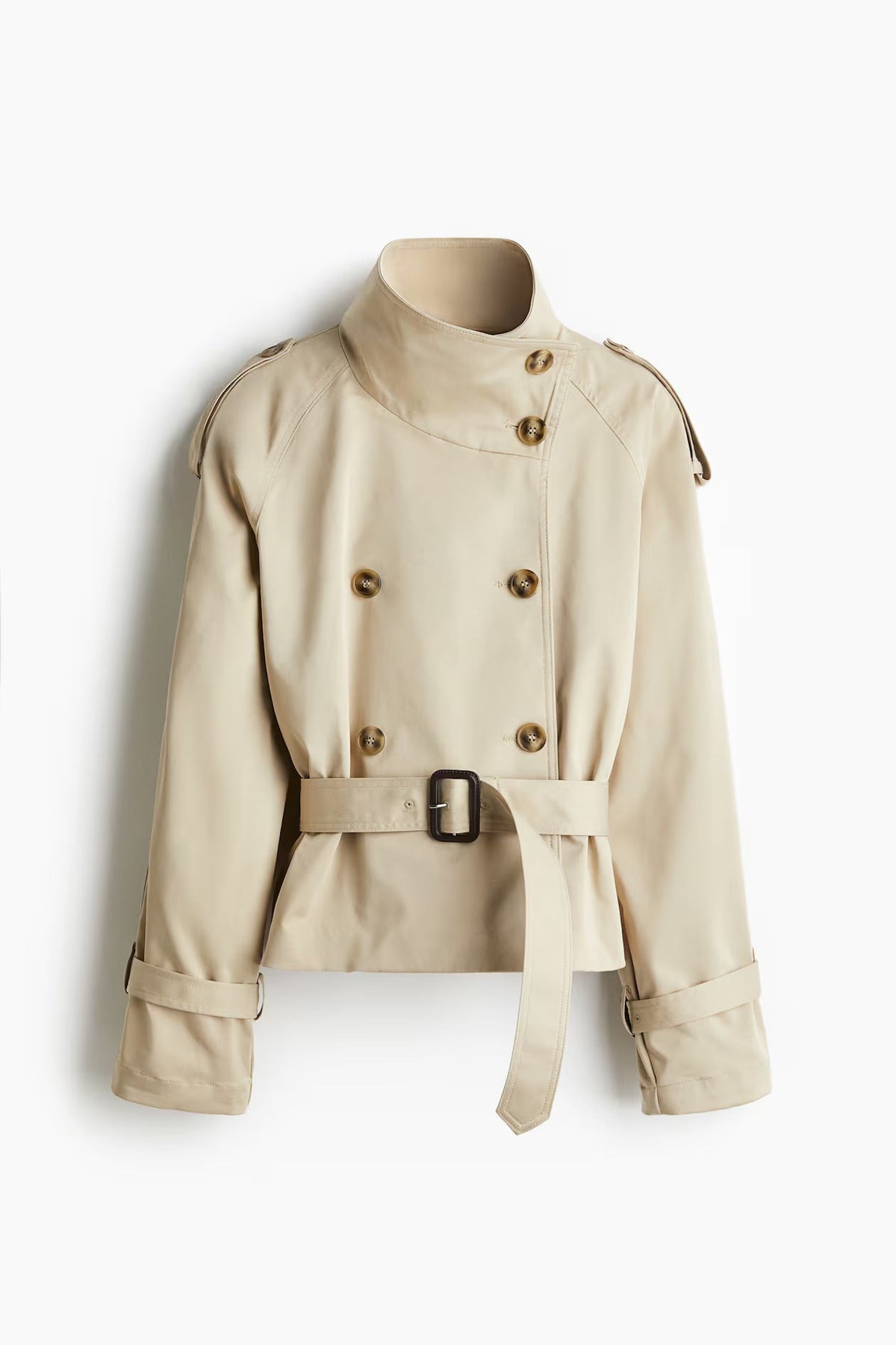 Trenchcoat corto para mujer con cinturón y botones-Jacket for women-Casaluzia