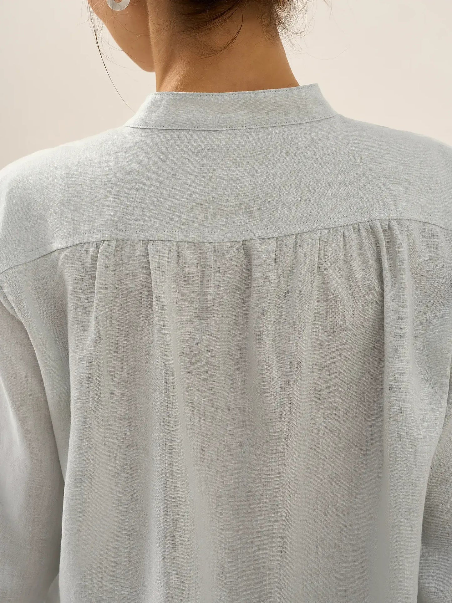 Túnica de lino con cuello en V para mujer-Shirts for women-Casaluzia