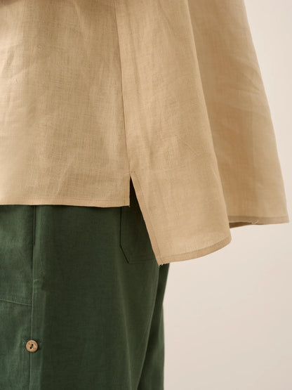 Túnica de lino con cuello en V para mujer-Shirts for women-Casaluzia