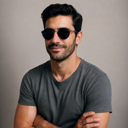Unisex Gafas de sol redondas con brazos delgados-Glasses for men-Casaluzia