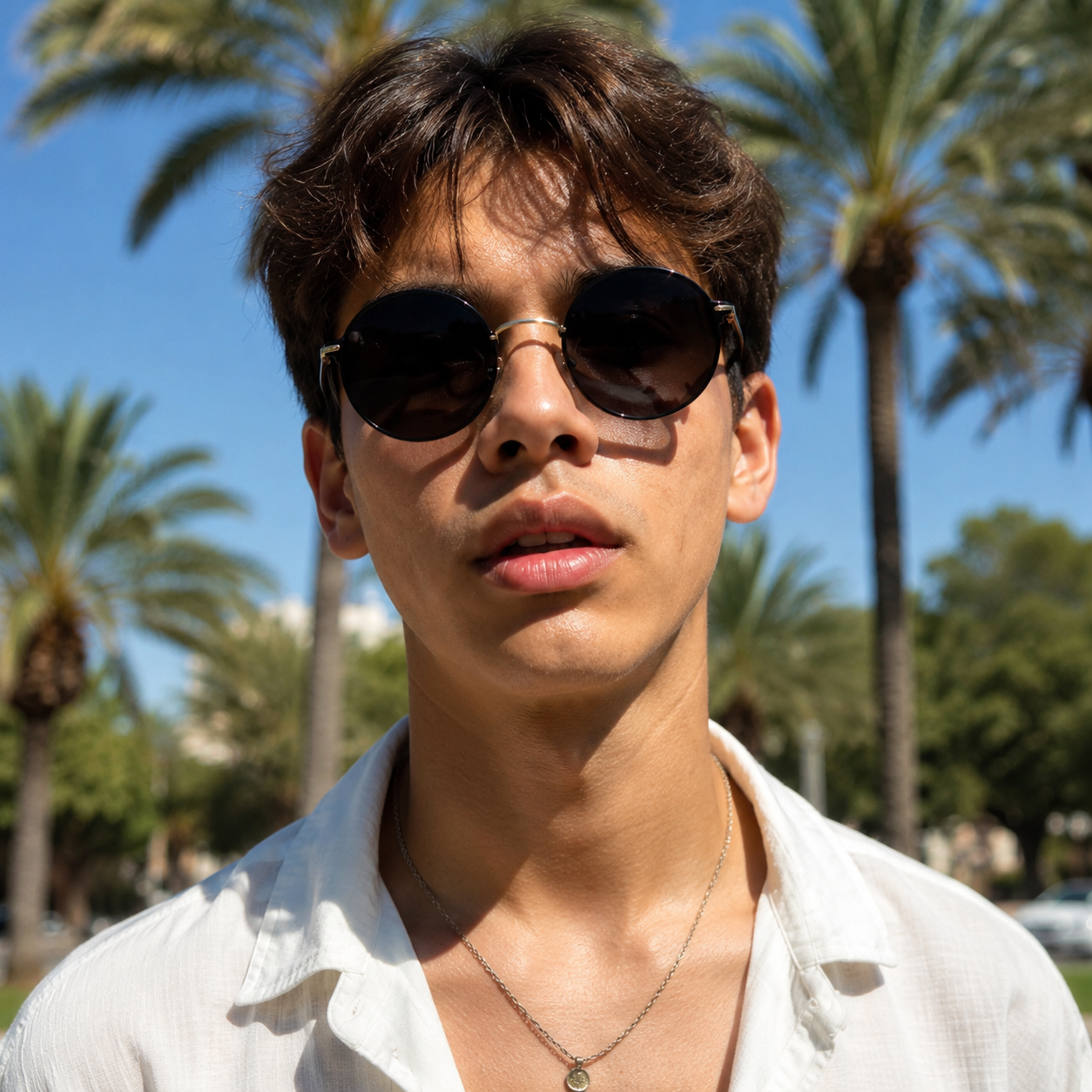 Unisex Gafas de sol redondas con brazos delgados-Glasses for men-Casaluzia