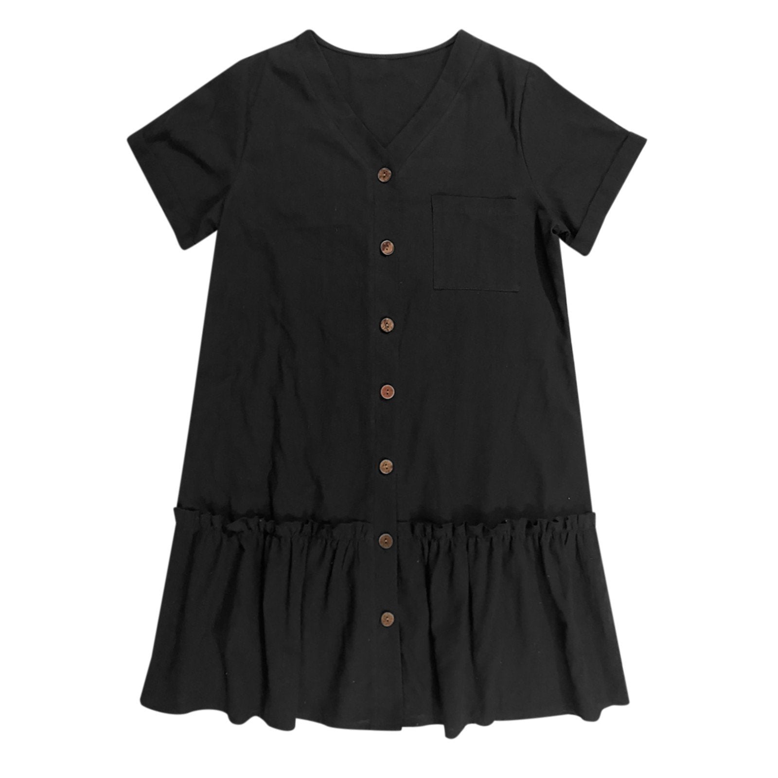 Vestido camisero corto con botones para mujer-Mini Dress-Casaluzia