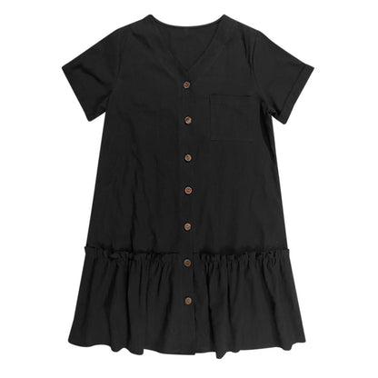 Vestido camisero corto con botones para mujer-Mini Dress-Casaluzia