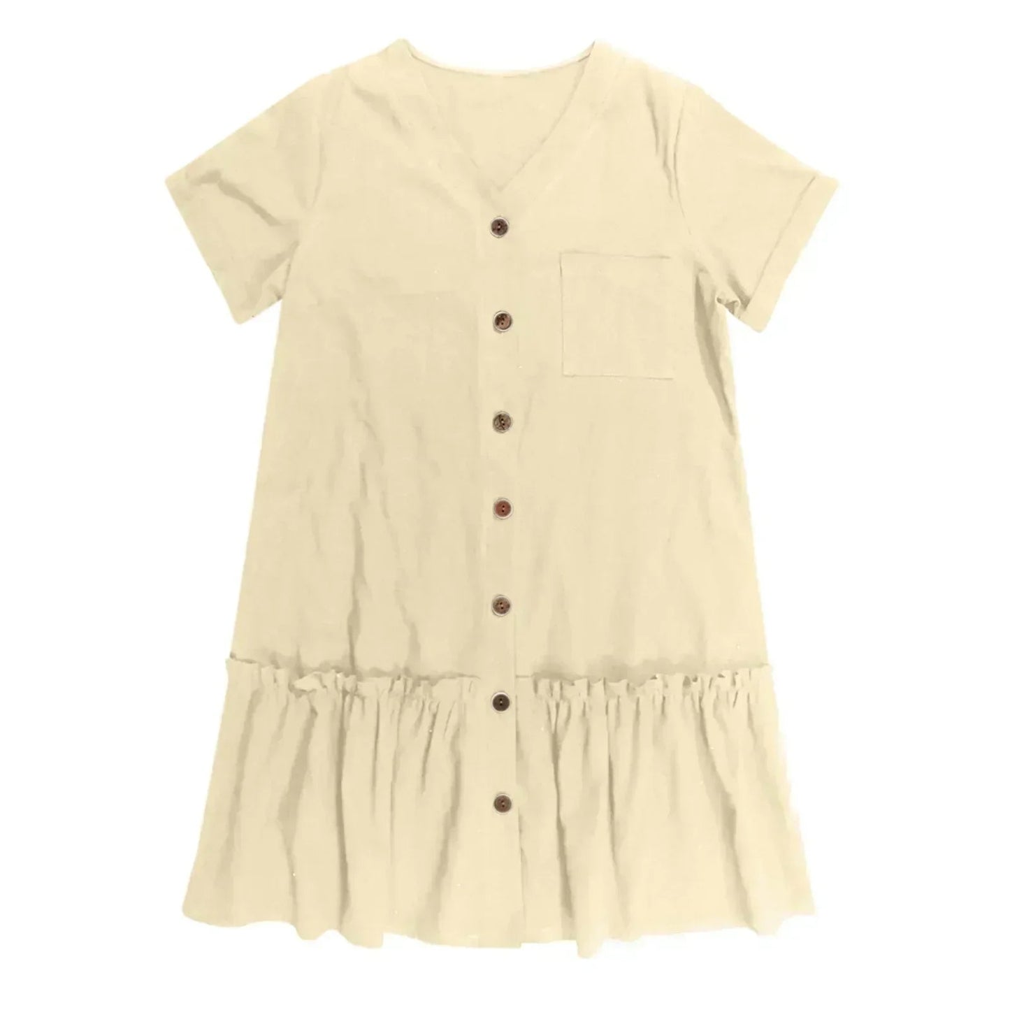 Vestido camisero corto con botones para mujer-Mini Dress-Casaluzia