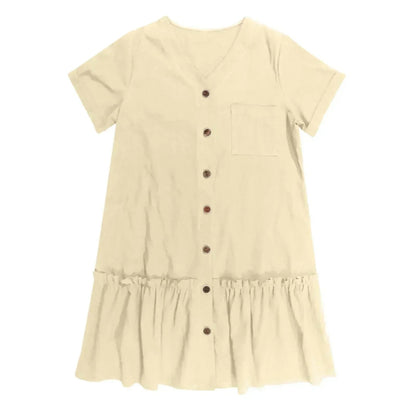 Vestido camisero corto con botones para mujer-Mini Dress-Casaluzia