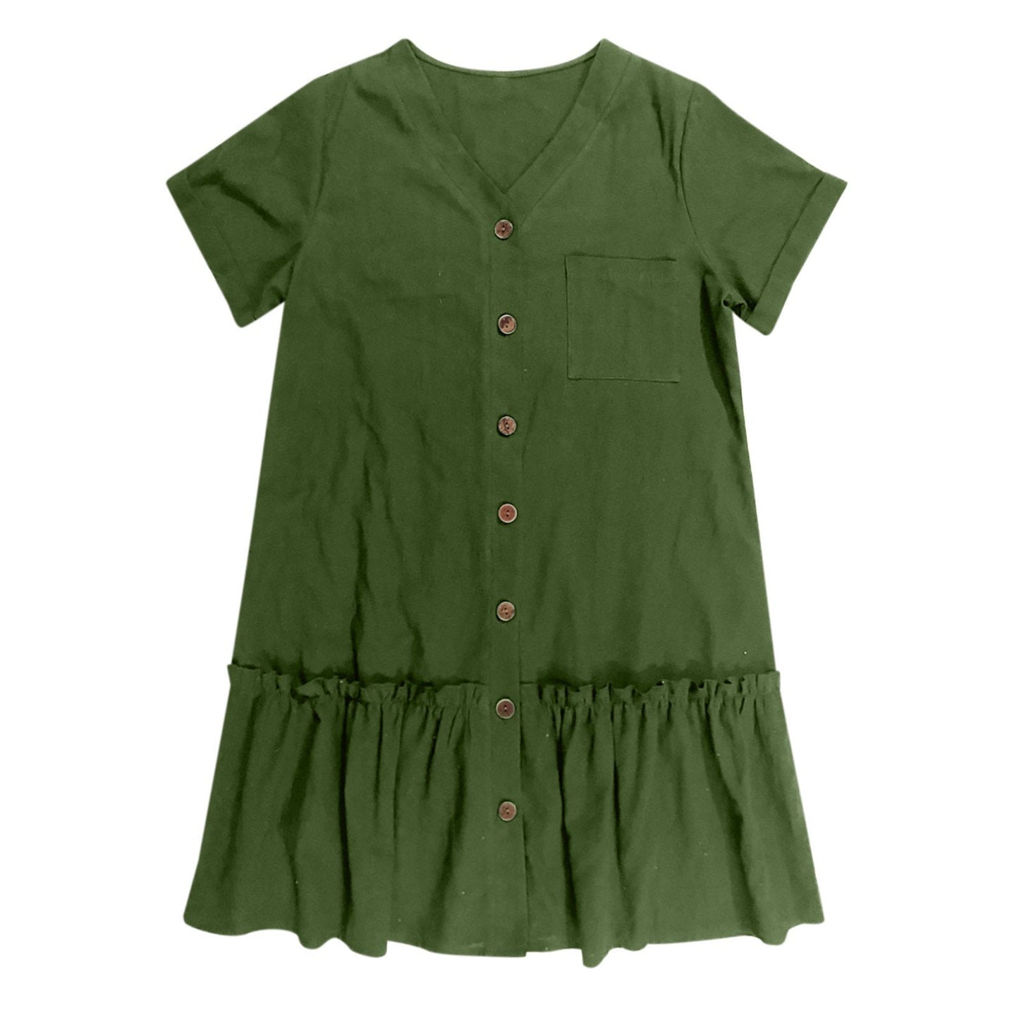 Vestido camisero corto con botones para mujer-Mini Dress-Casaluzia