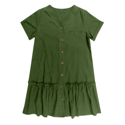 Vestido camisero corto con botones para mujer-Mini Dress-Casaluzia