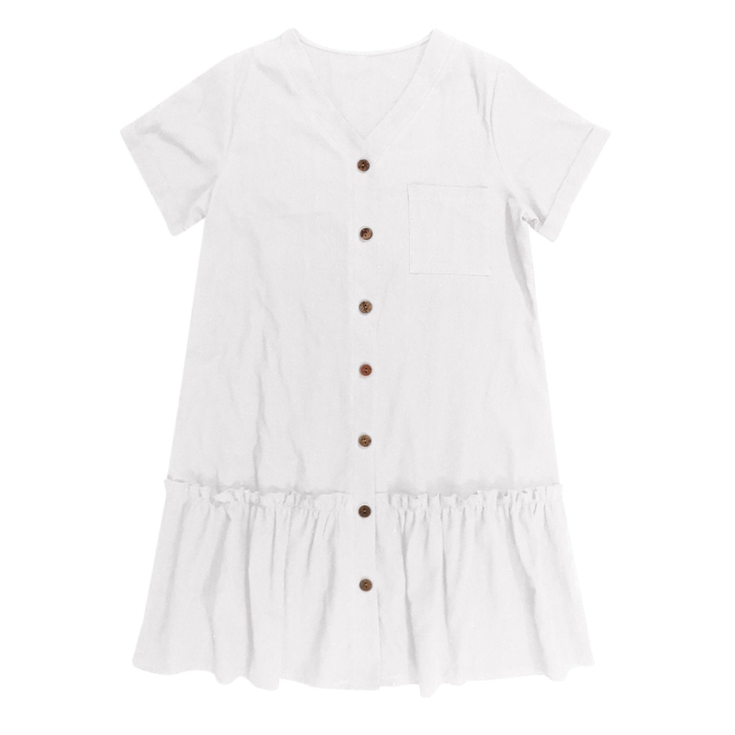 Vestido camisero corto con botones para mujer-Mini Dress-Casaluzia