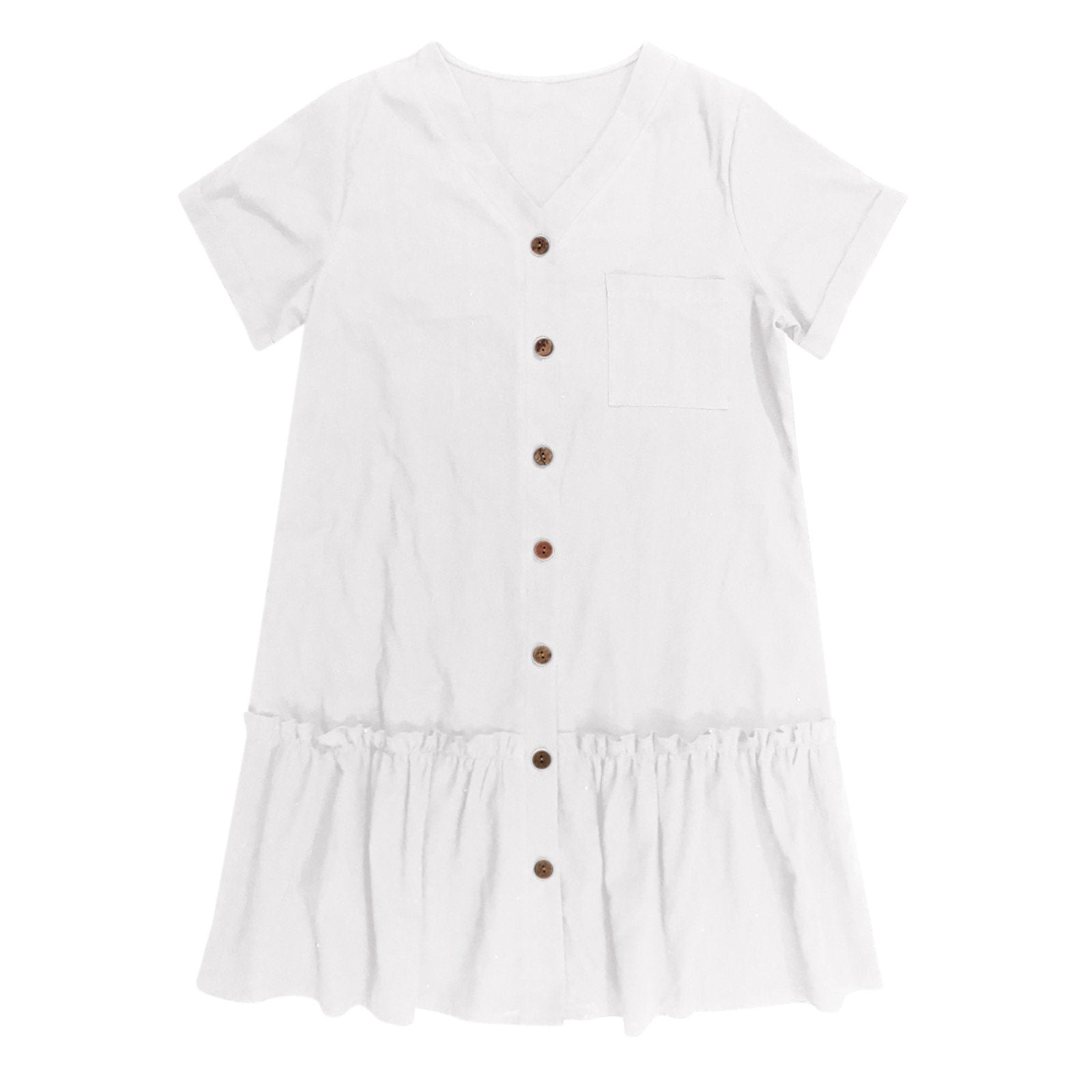 Vestido camisero corto con botones para mujer-Mini Dress-Casaluzia
