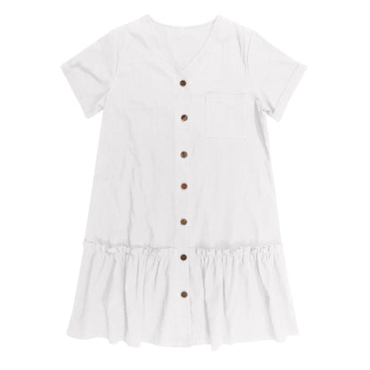 Vestido camisero corto con botones para mujer-Mini Dress-Casaluzia
