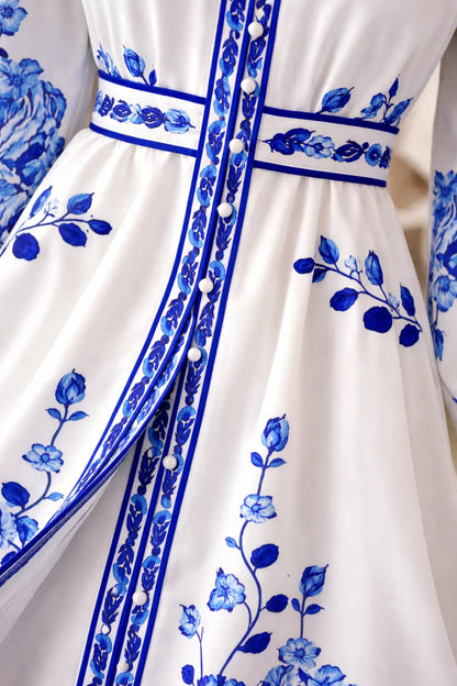Vestido camisero largo con estampado floral para mujer-Maxi Dress-Casaluzia