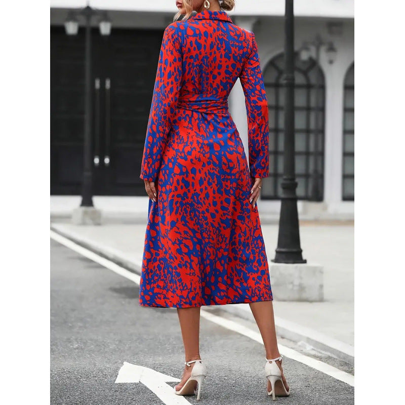 Vestido camisero midi para mujer con lazo en la cintura-Maxi Dress-Casaluzia