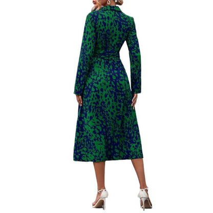 Vestido camisero midi para mujer con lazo en la cintura-Maxi Dress-Casaluzia