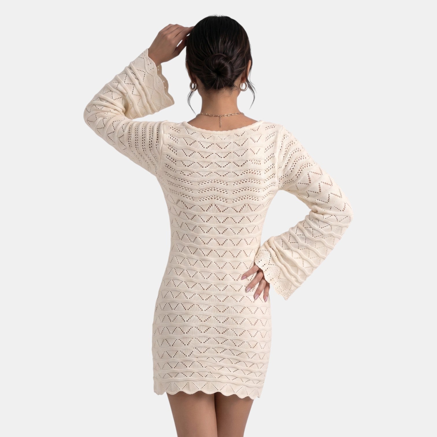 Vestido corto de punto para mujer con detalle de abertura-Mini Dress-Casaluzia