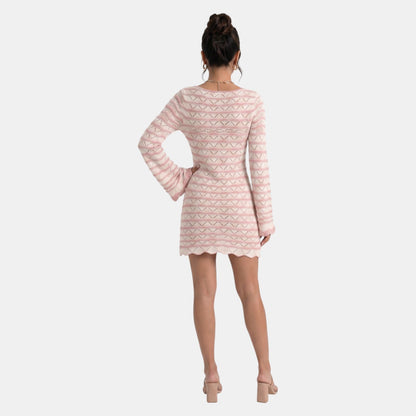 Vestido corto de punto para mujer con detalle de abertura-Mini Dress-Casaluzia