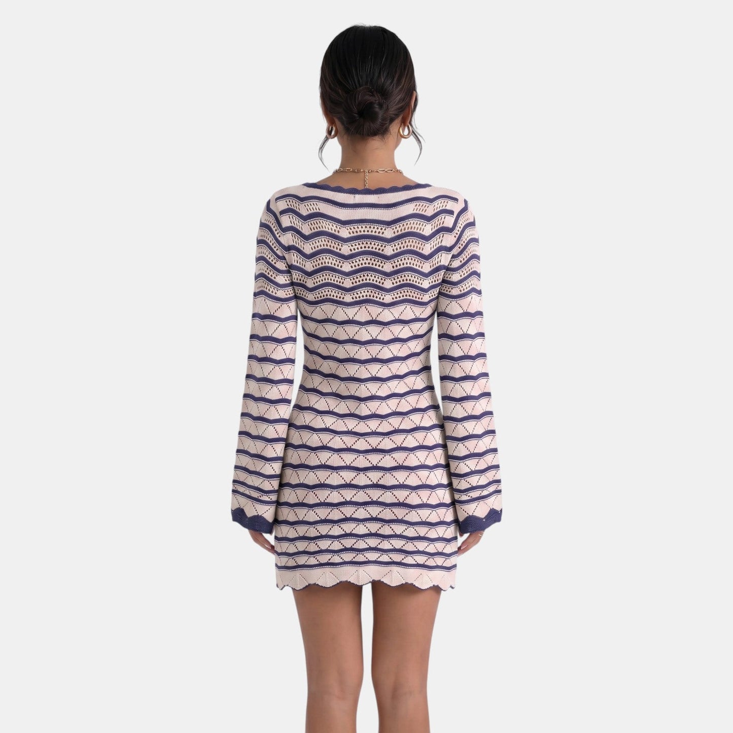 Vestido corto de punto para mujer con detalle de abertura-Mini Dress-Casaluzia