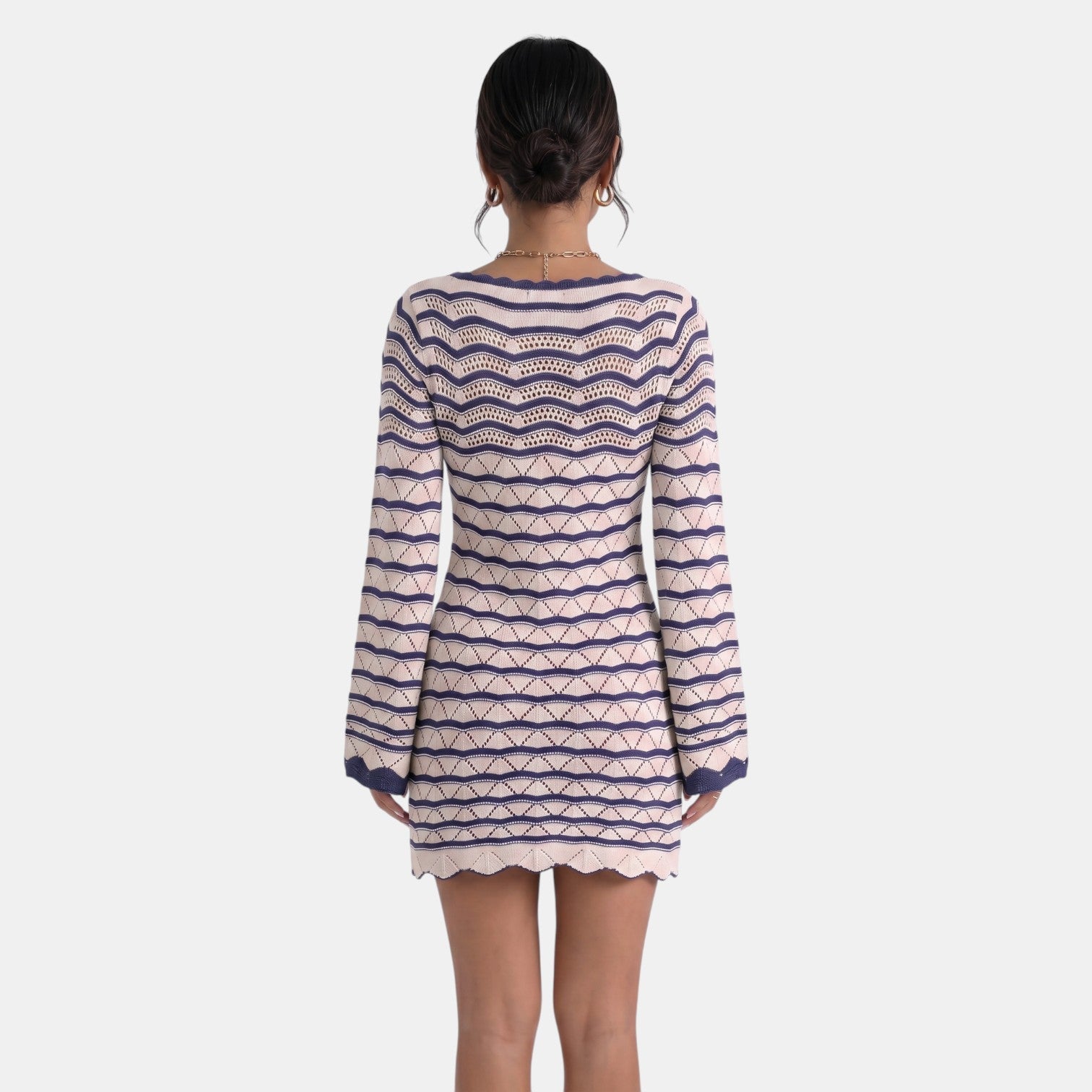 Vestido corto de punto para mujer con detalle de abertura-Mini Dress-Casaluzia