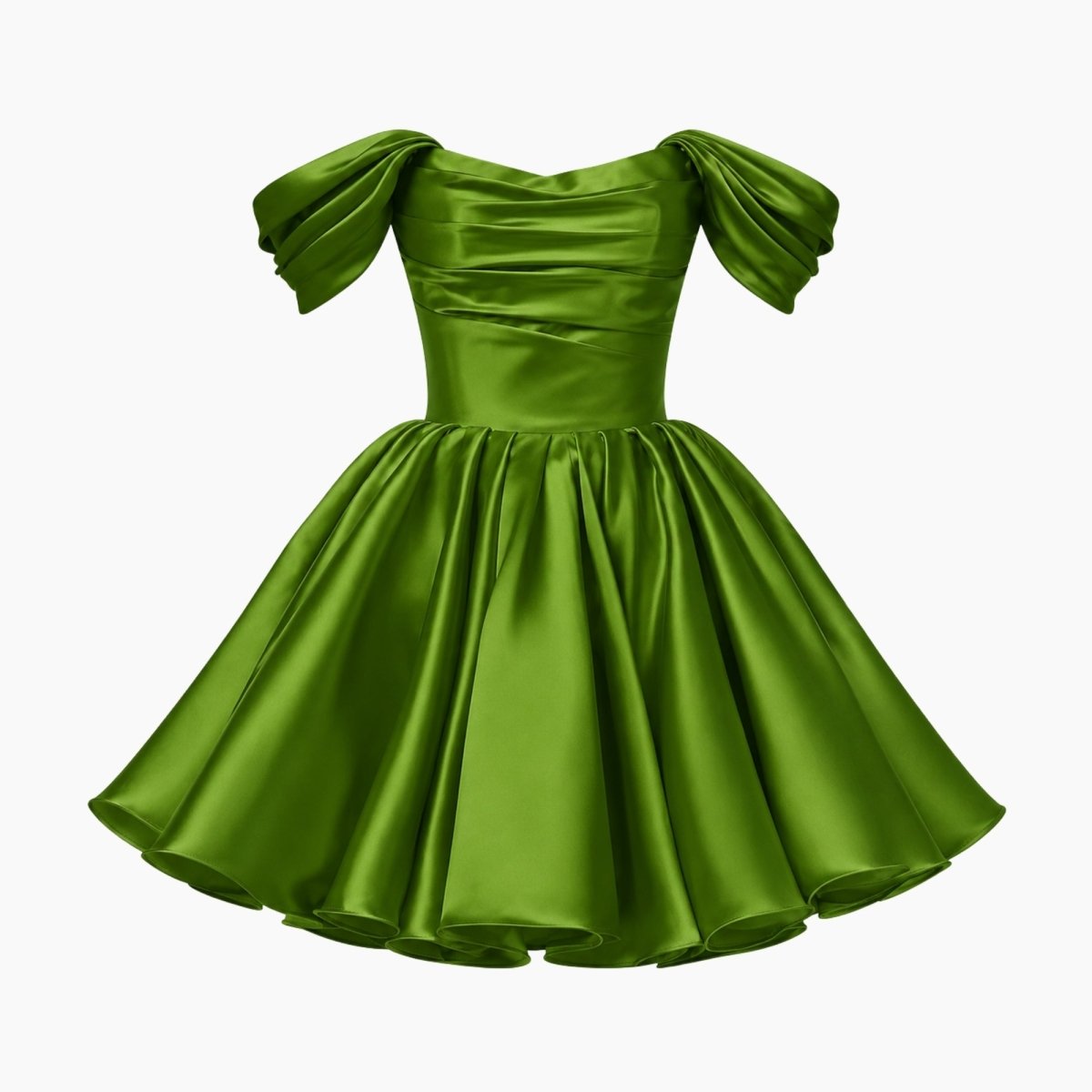 Vestido corto de satén con hombros descubiertos para mujer-Mini Dress-Casaluzia