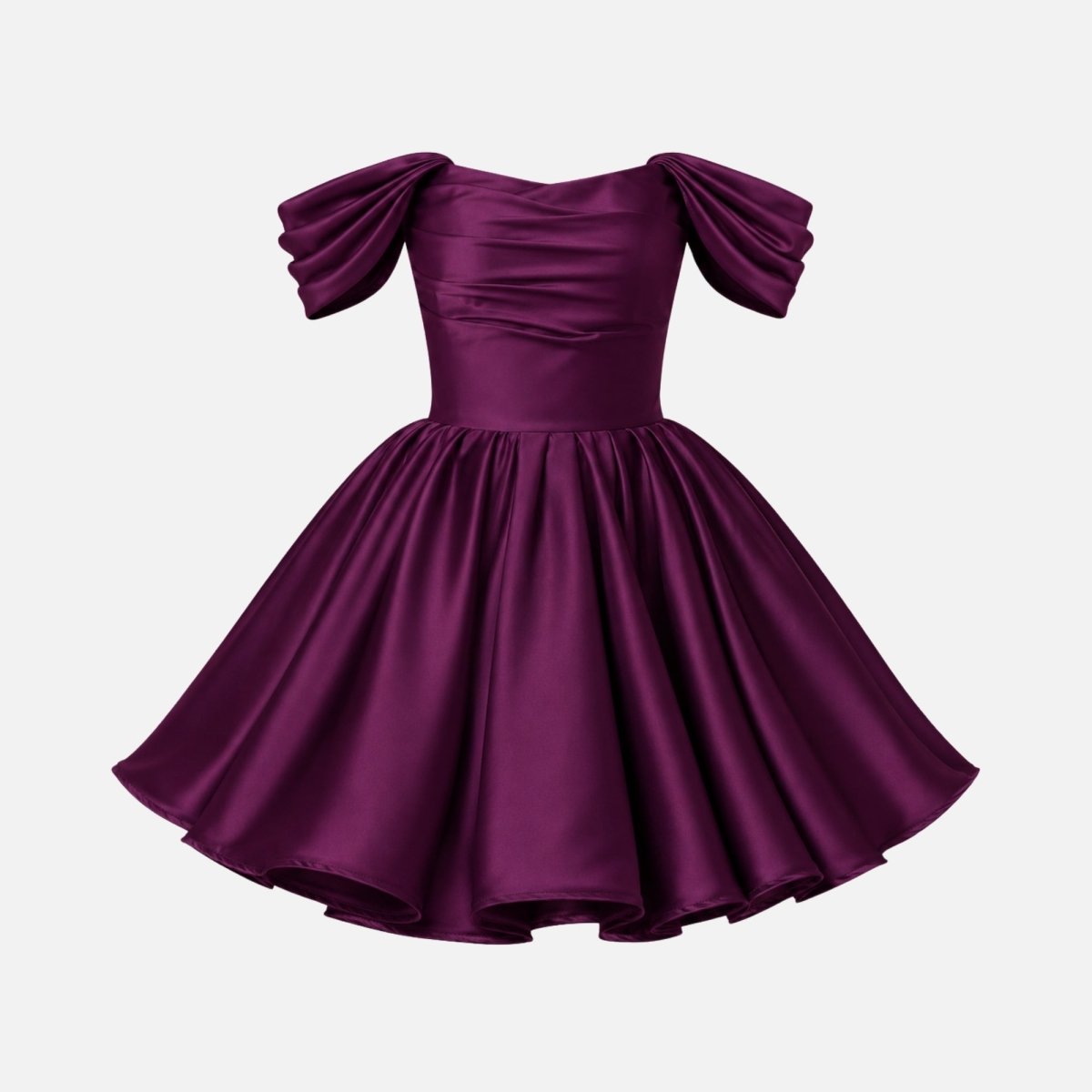 Vestido corto de satén con hombros descubiertos para mujer-Mini Dress-Casaluzia