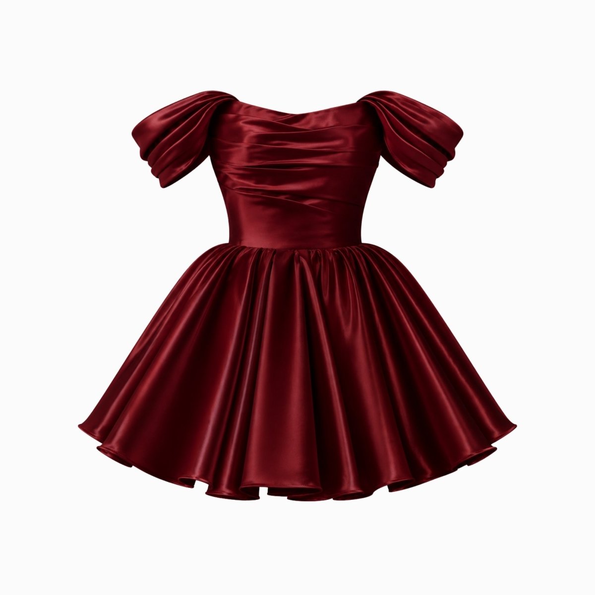 Vestido corto de satén con hombros descubiertos para mujer-Mini Dress-Casaluzia