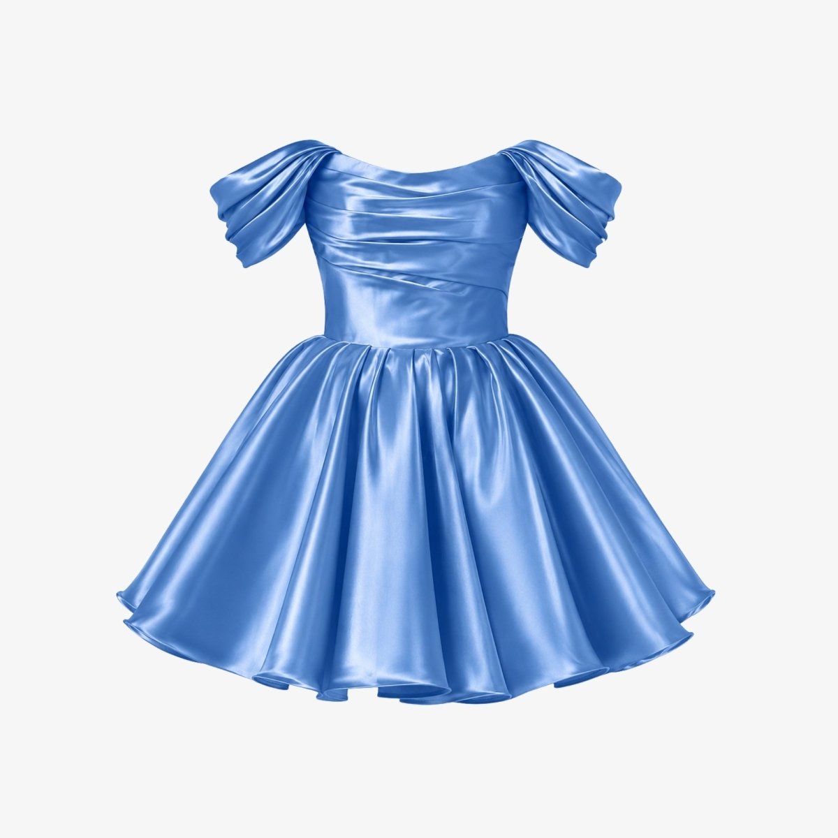 Vestido corto de satén con hombros descubiertos para mujer-Mini Dress-Casaluzia