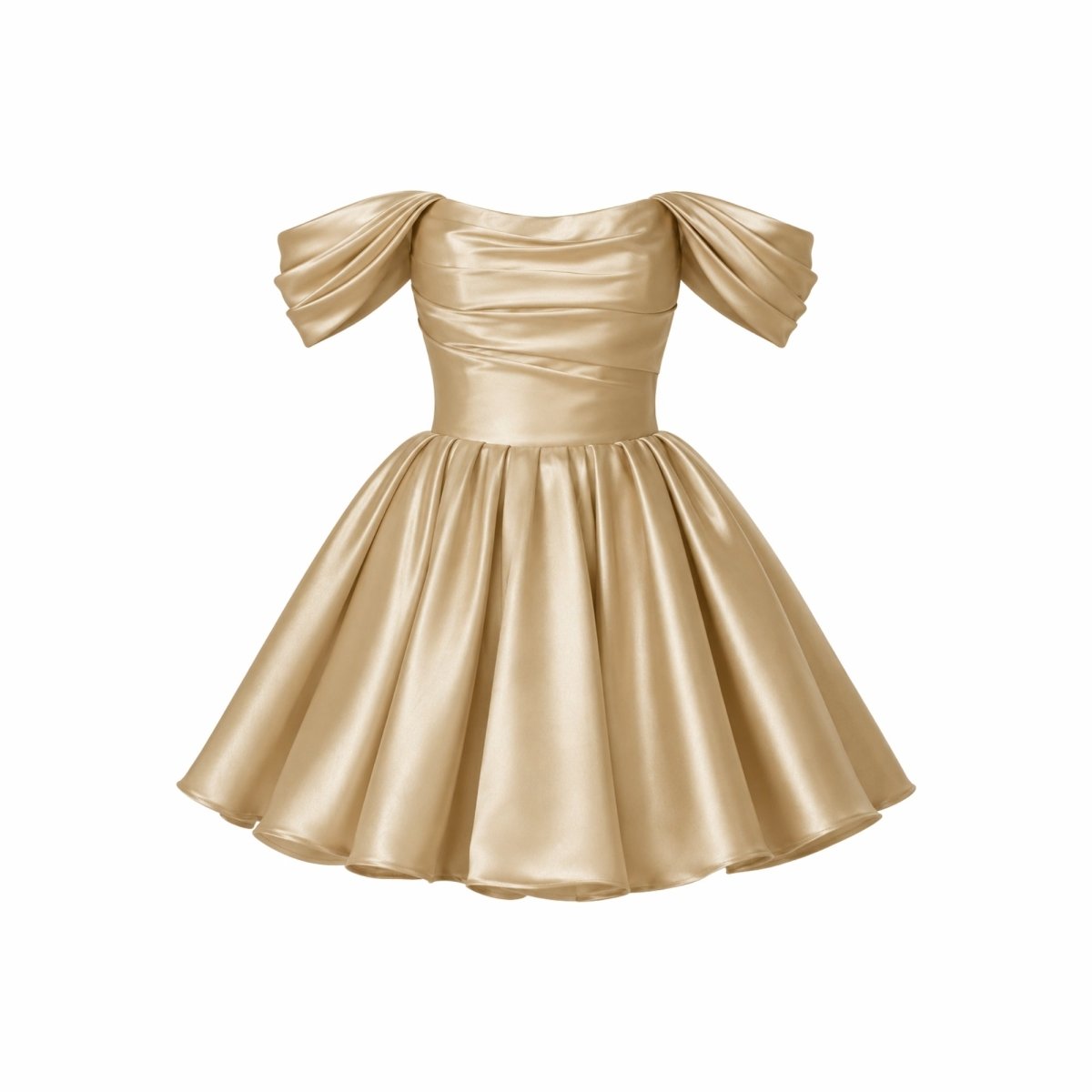 Vestido corto de satén con hombros descubiertos para mujer-Mini Dress-Casaluzia