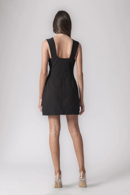 Vestido corto para mujer con escote en V y detalle frontal-Mini Dress-Casaluzia