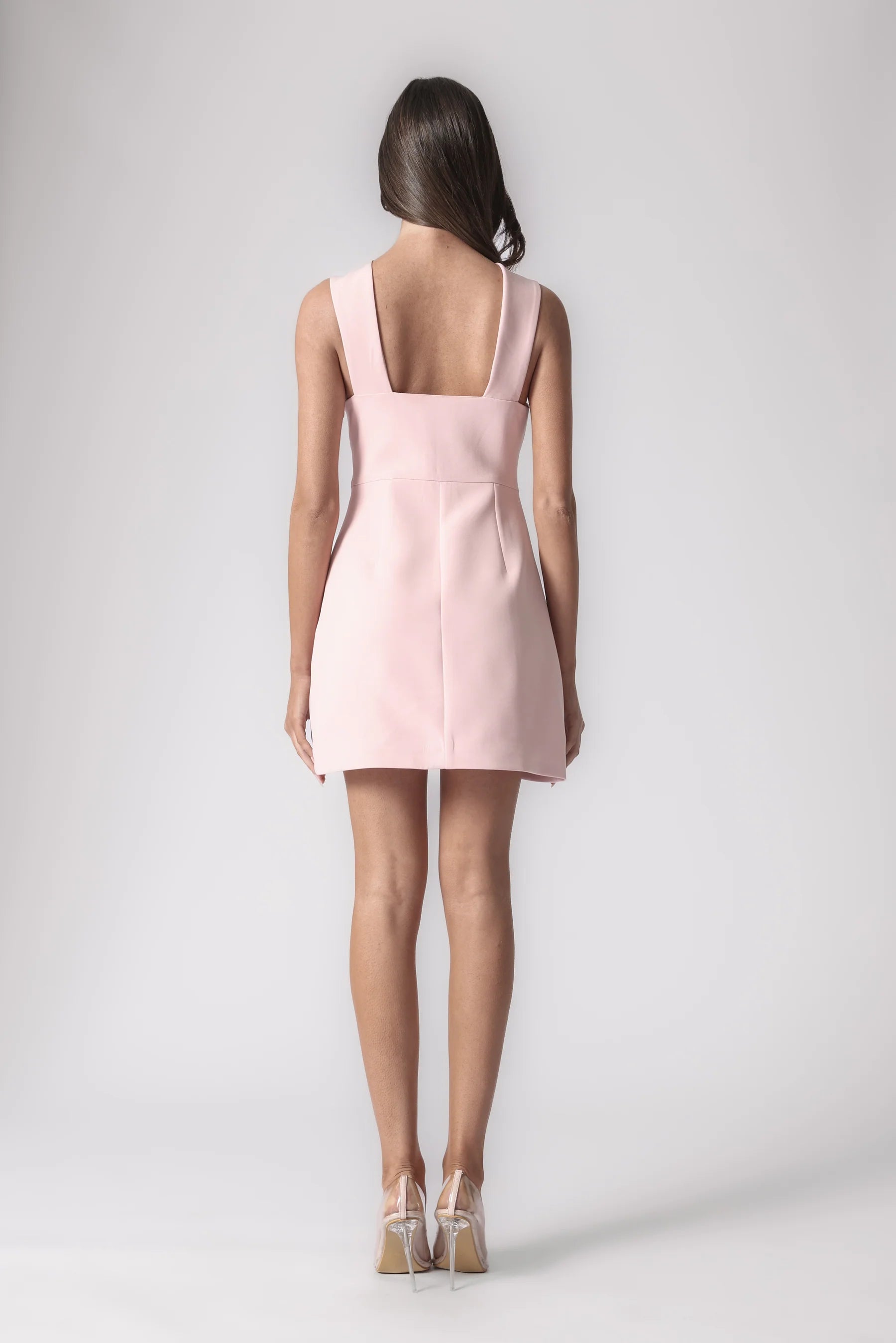 Vestido corto para mujer con escote en V y detalle frontal-Mini Dress-Casaluzia