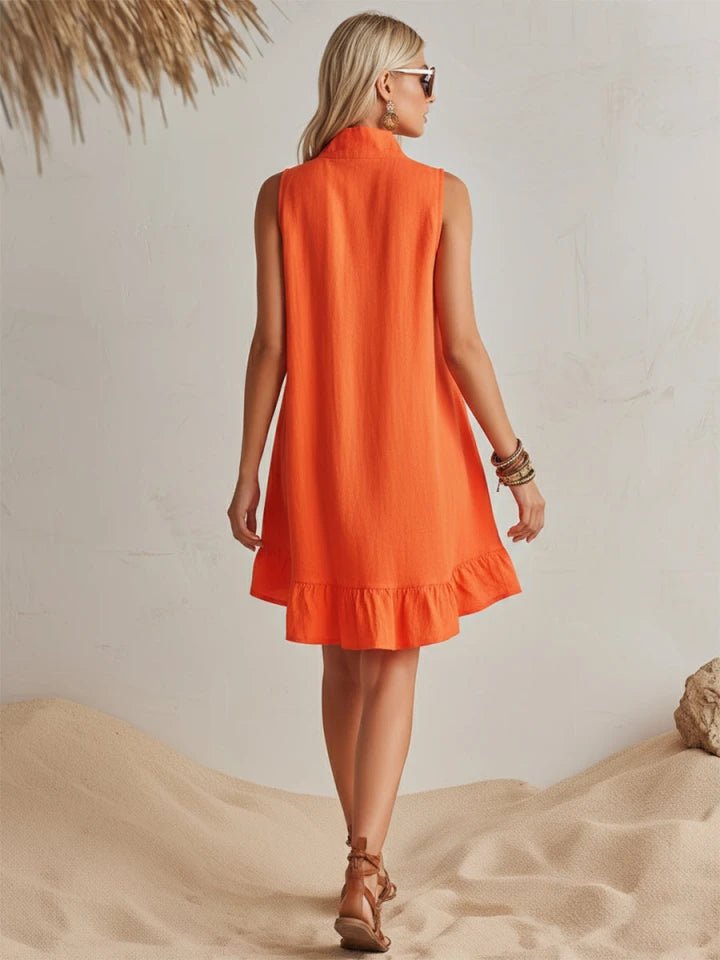 Vestido corto sin mangas con cremallera para mujer-Mini Dress-Casaluzia