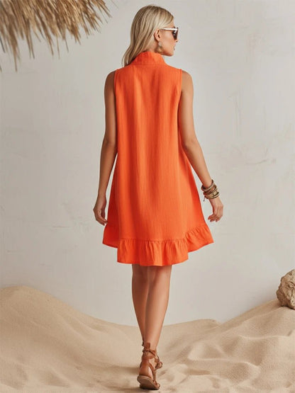 Vestido corto sin mangas con cremallera para mujer-Mini Dress-Casaluzia