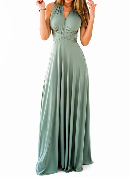 Vestido largo de mujer con escote cruzado-Maxi Dress-Casaluzia