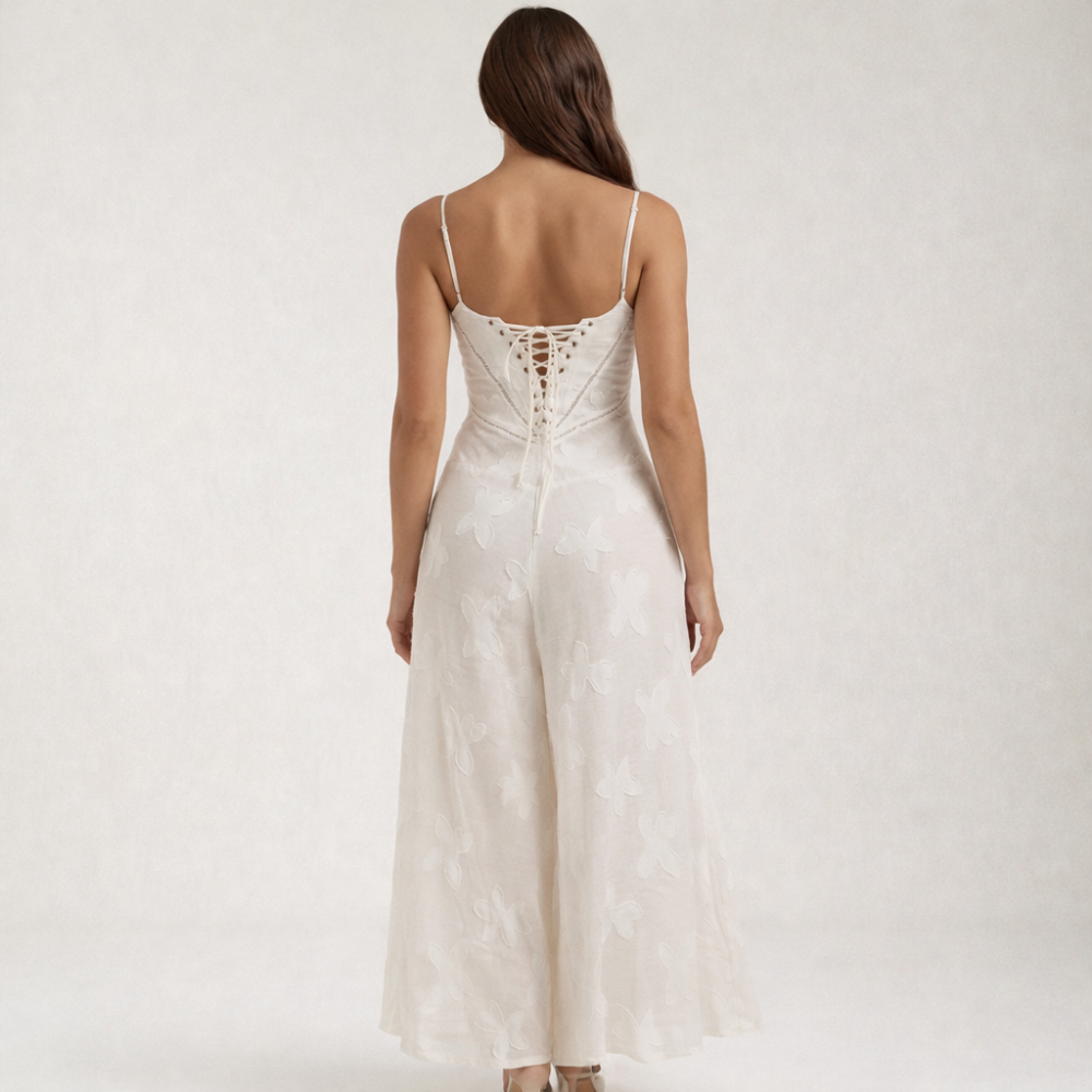 Vestido largo mujer con escote corazón y tirantes-Maxi Dress-Casaluzia