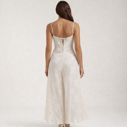 Vestido largo mujer con escote corazón y tirantes-Maxi Dress-Casaluzia