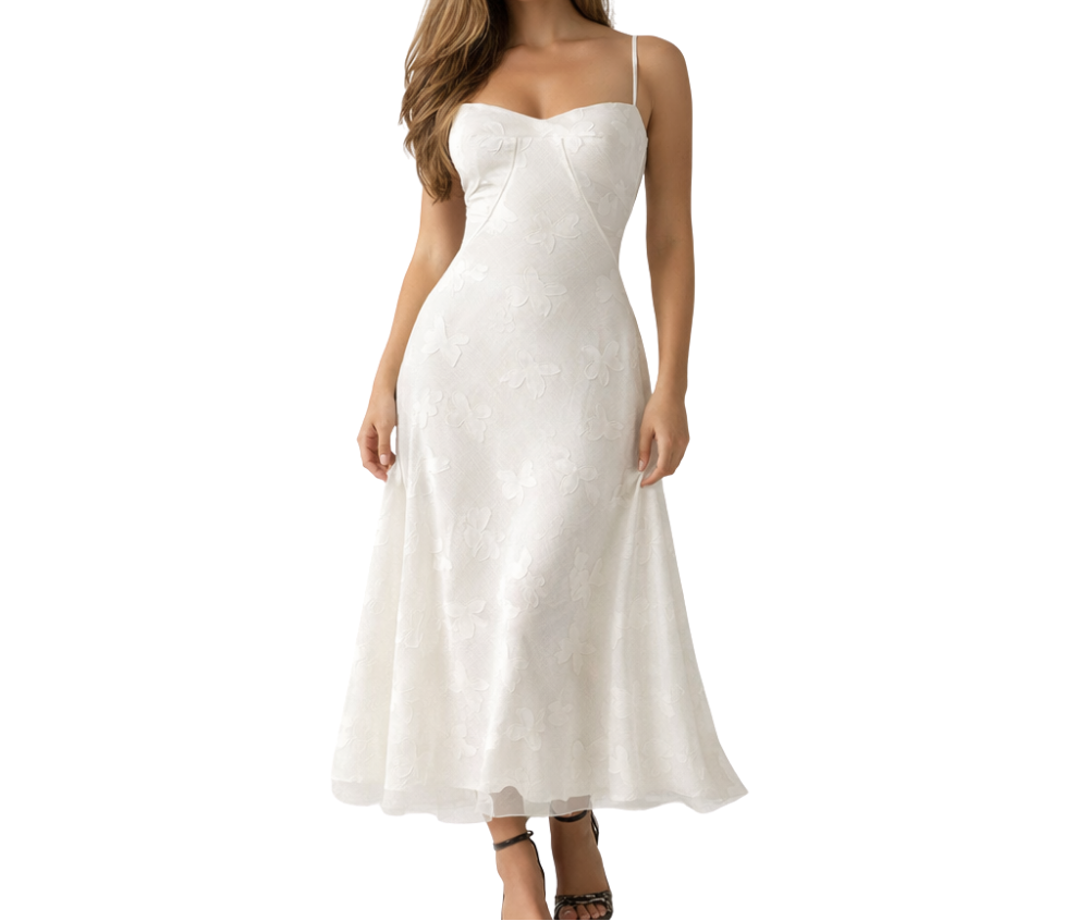 Vestido largo mujer con escote corazón y tirantes-Maxi Dress-Casaluzia