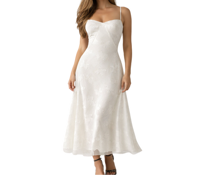 Vestido largo mujer con escote corazón y tirantes-Maxi Dress-Casaluzia