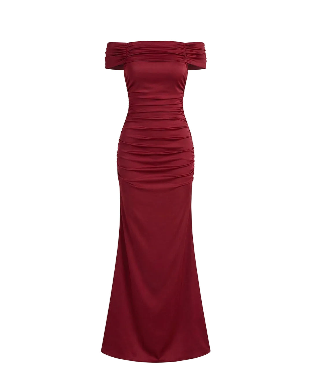 Vestido largo para mujer con hombros descubiertos y detalle fruncido-Maxi Dress-Casaluzia