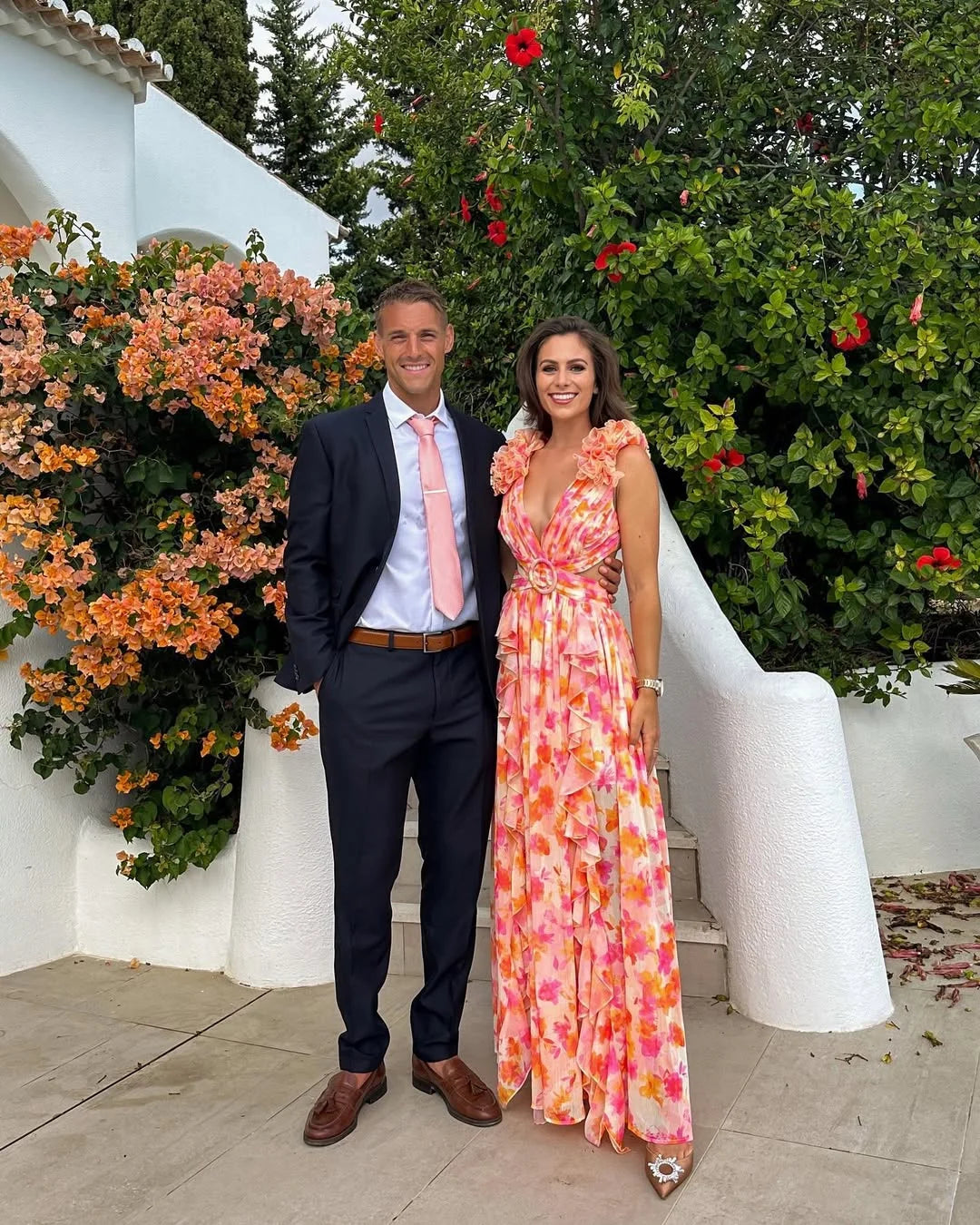 Vestido largo sin mangas con estampado floral para mujer-Maxi Dress-Casaluzia