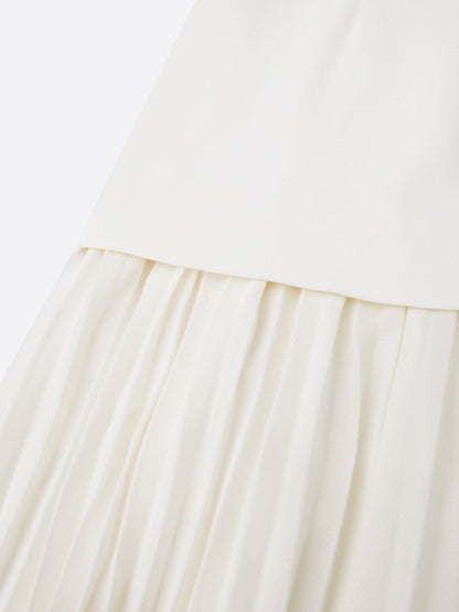 Vestido largo sin mangas para mujer con falda plisada-Maxi Dress-Casaluzia