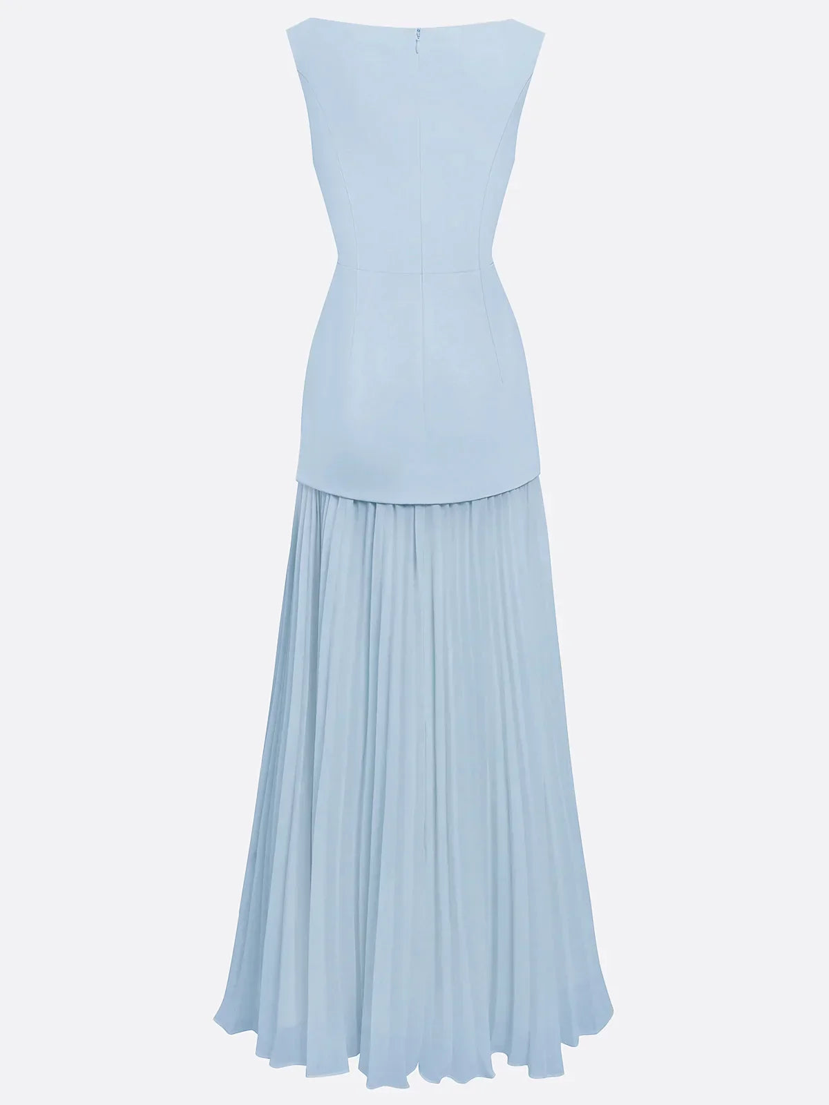 Vestido largo sin mangas para mujer con falda plisada-Maxi Dress-Casaluzia