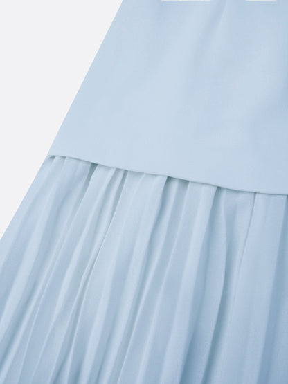 Vestido largo sin mangas para mujer con falda plisada-Maxi Dress-Casaluzia